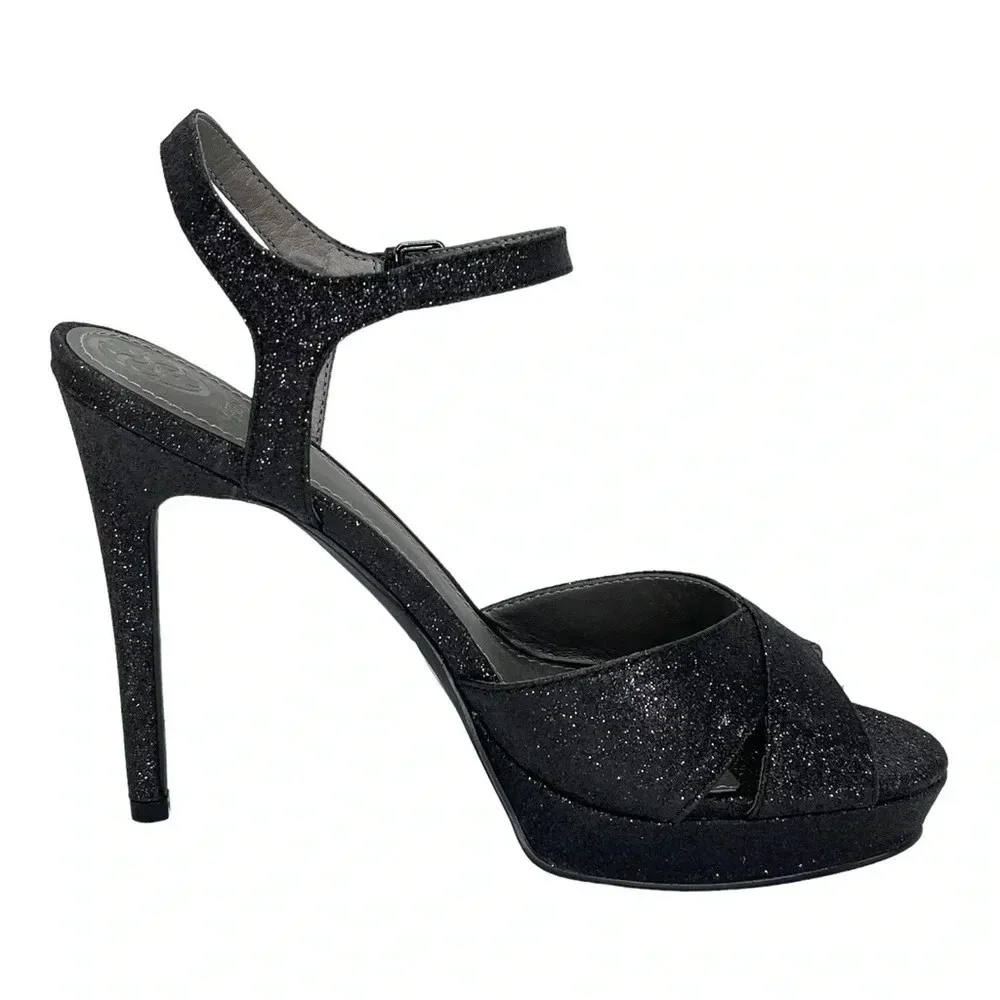 Guess Jordie Black Glitter Metallic Womens Heels Size 7.5M - Picture 3 of 11
